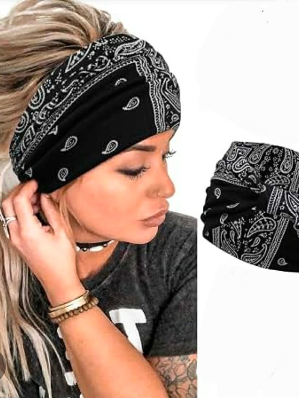 Extra Wide Black Paisley Wide Twisted Headband - Stylish Women’s Hair Accessory